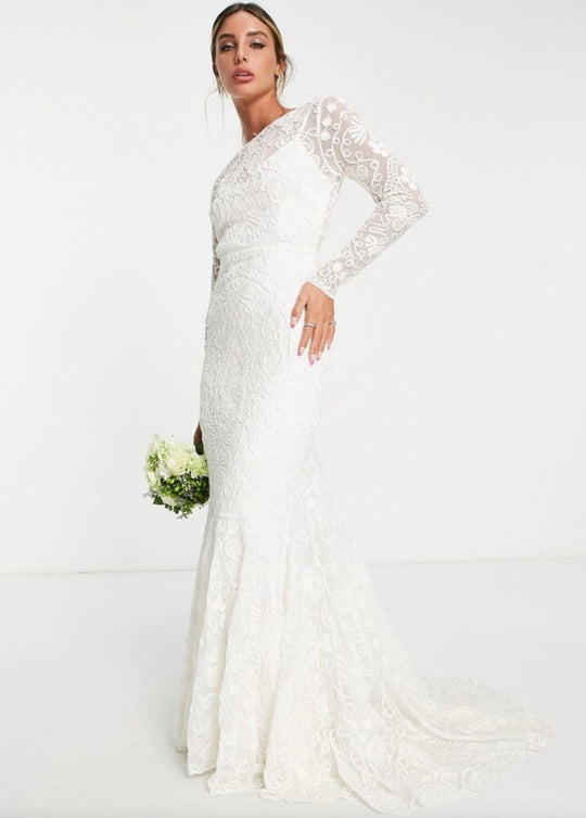 ASOS EDITION Connie tonal cornelli embroidered wedding dress