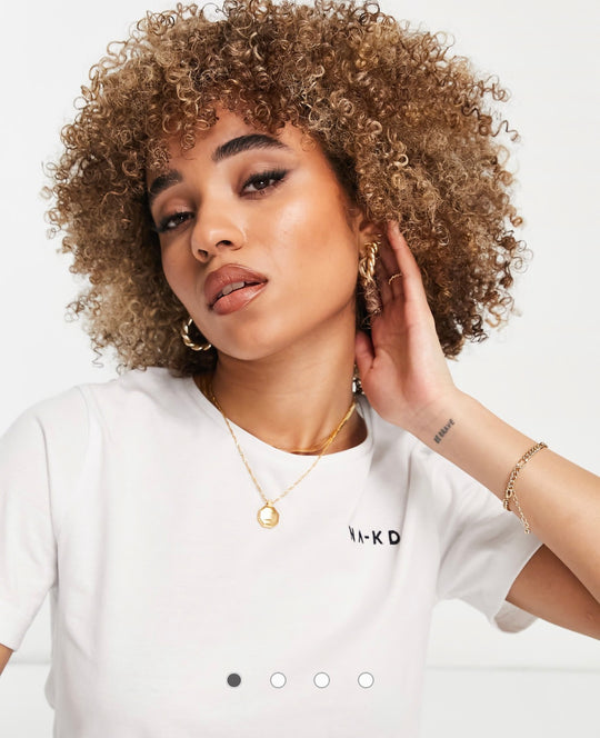 NA-KD organic cotton logo print t-shirt in white