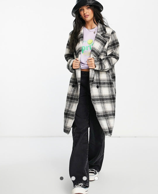 Wednesday's Girl tailored coat in monochrome check