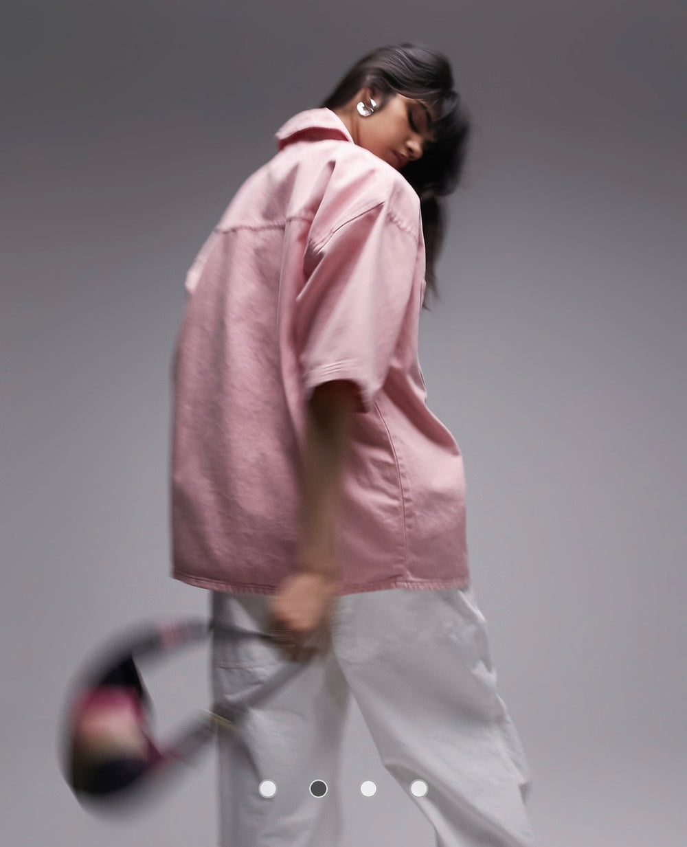 Topshop co-ord denim shacket in baby pink