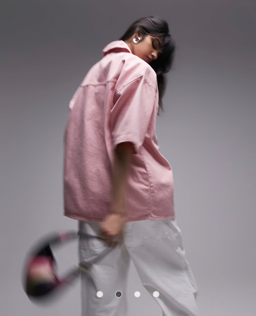 Topshop co-ord denim shacket in baby pink