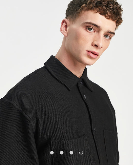 Weekday stay jersey overshirt in black