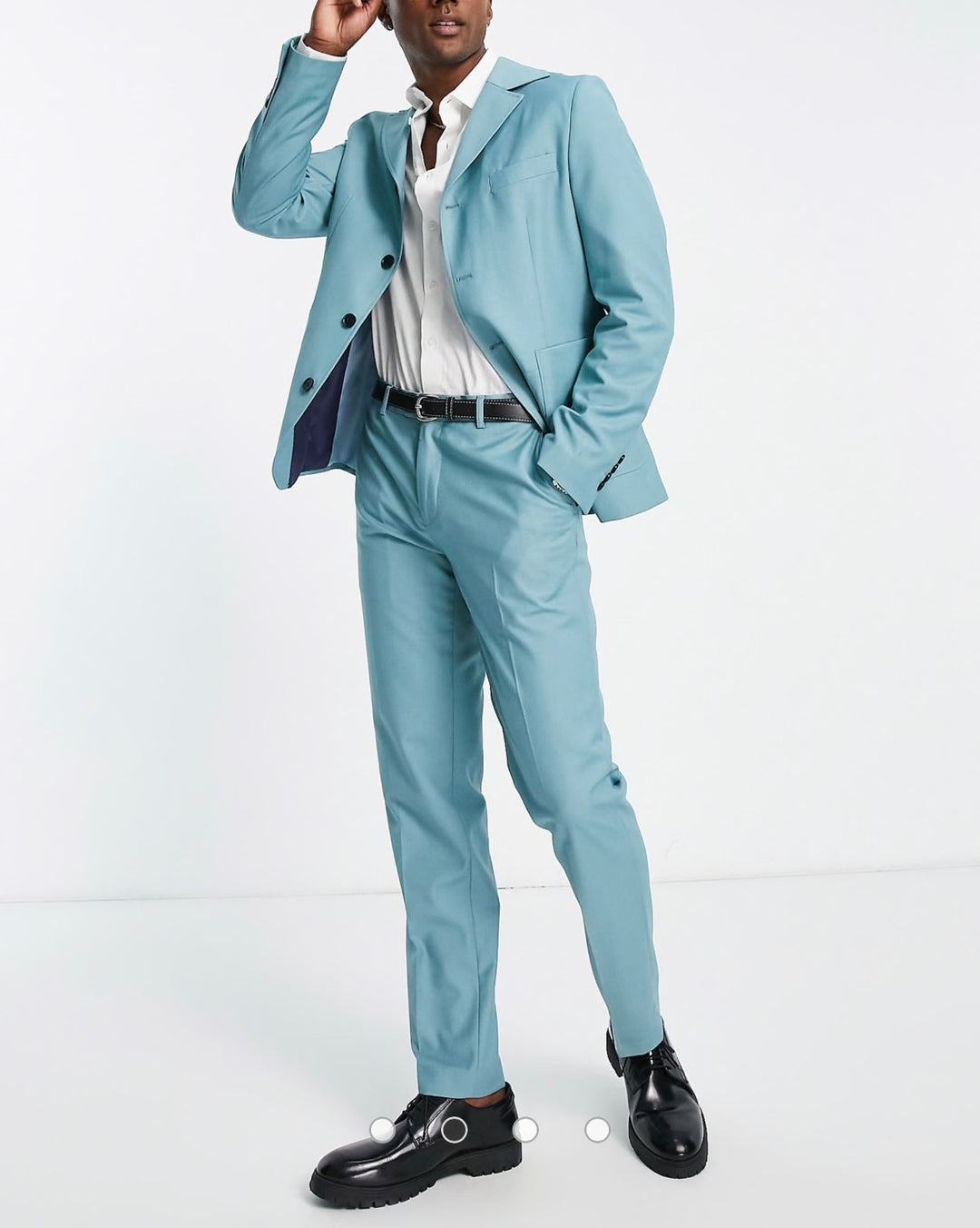 Gianni Feraud single straight breasted jacket in blue turquoise