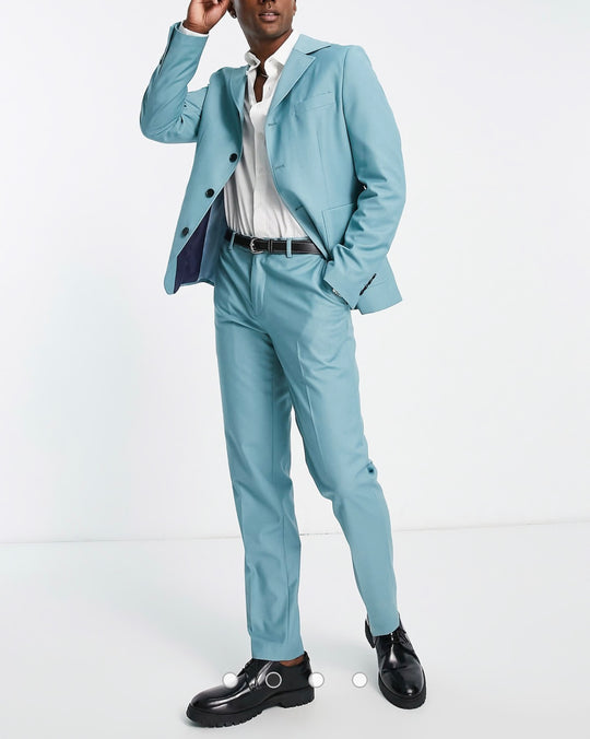 Gianni Feraud single straight breasted jacket in blue turquoise