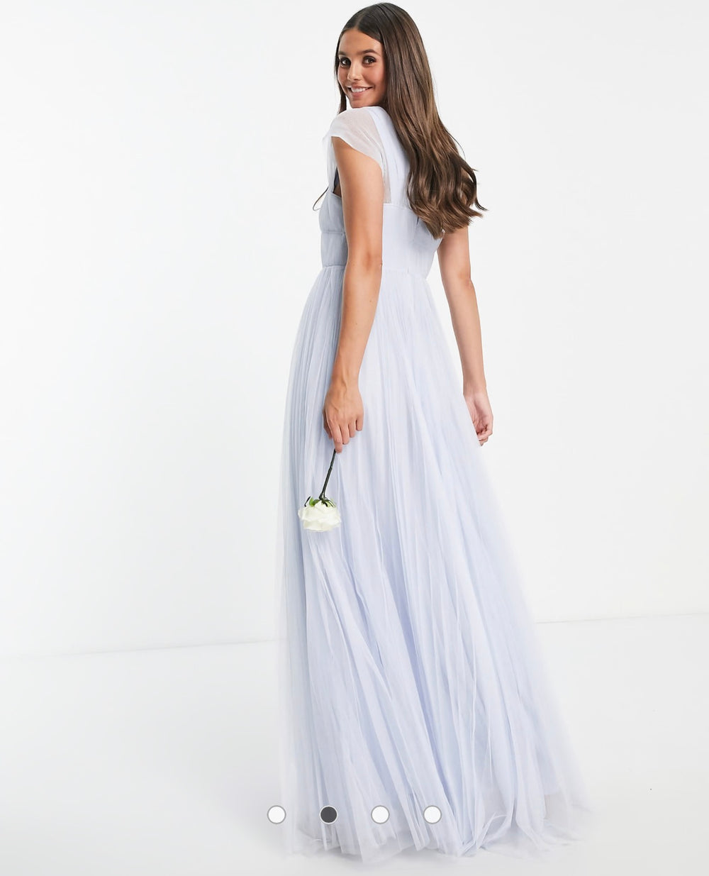 ASOS DESIGN tulle plunge maxi dress with shirred in powder blue