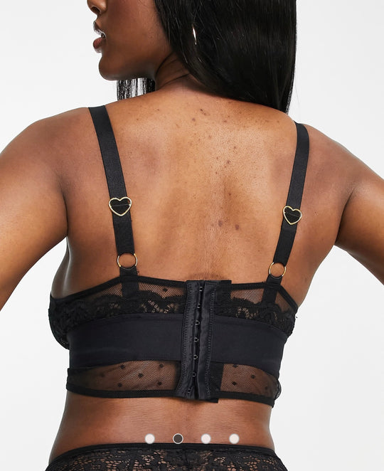 Tutti Rouge Fuller Bust Savannah longline dobby bralette in black