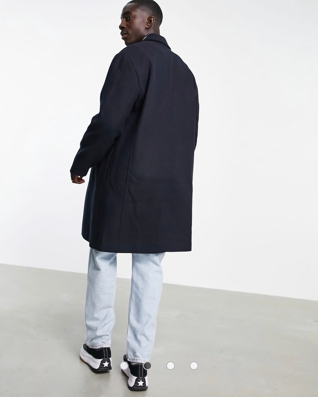 ASOS DESIGN relaxed fit wool mix overcoat in Navy