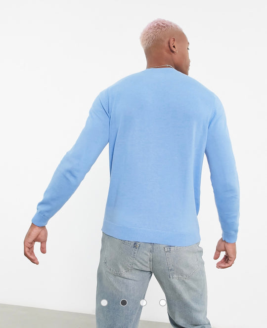 ASOS DESIGN knitted christmas jumper with festive lobster in blue