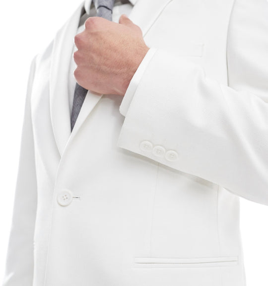 ASOS DESIGN slim suit jacket in textured white fabric