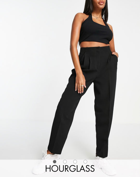 ASOS DESIGN hourglass soft slouch mom trouser in black