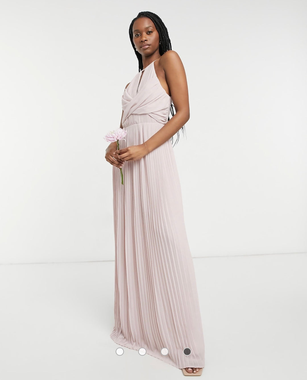 TFNC bridesmaid pleated wrap detail maxi dress in mind