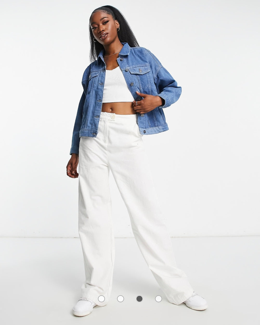 Brave Soul tigerlily two tone denim jacket in blue