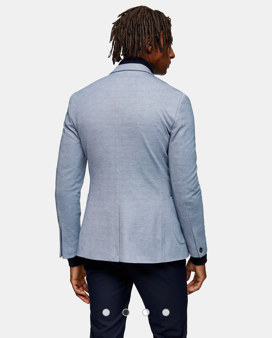 Topman skinny single breasted blazer in blue marl