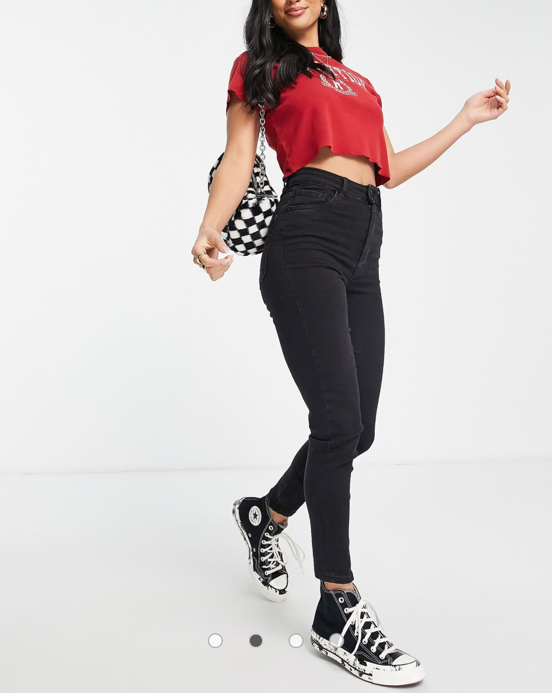 Pimkie Petite recycled high waist skinny jeans in black