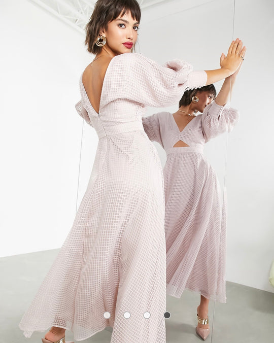 ASOS EDITION blouson sleeve midi dress in blush