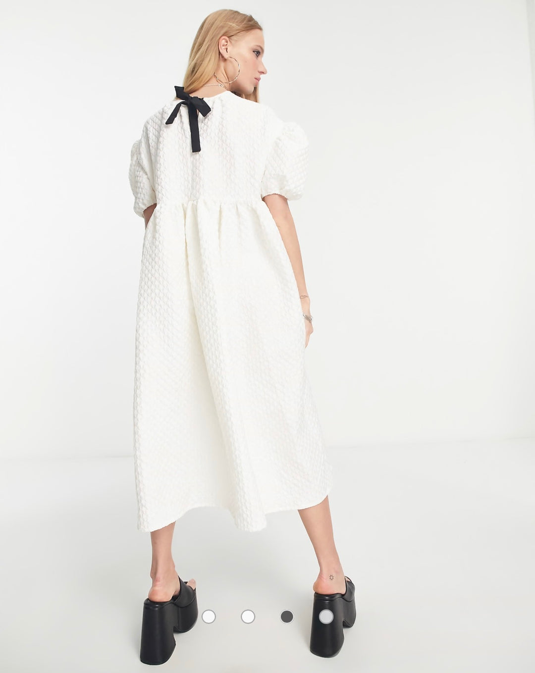 Sister Jane midi smock dress in ivory heart jacquard