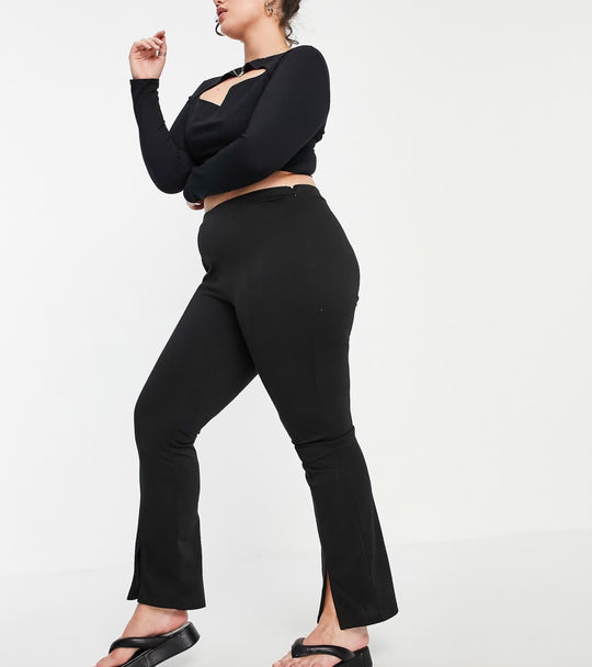 ASOS DESIGN – Svarta skinny byxor med hög midja och slits framtill