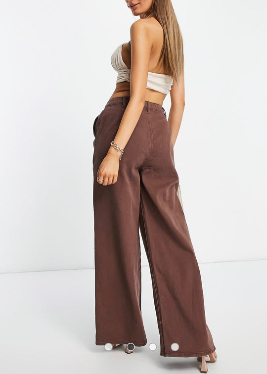 Missguided wide leg jeans in brown