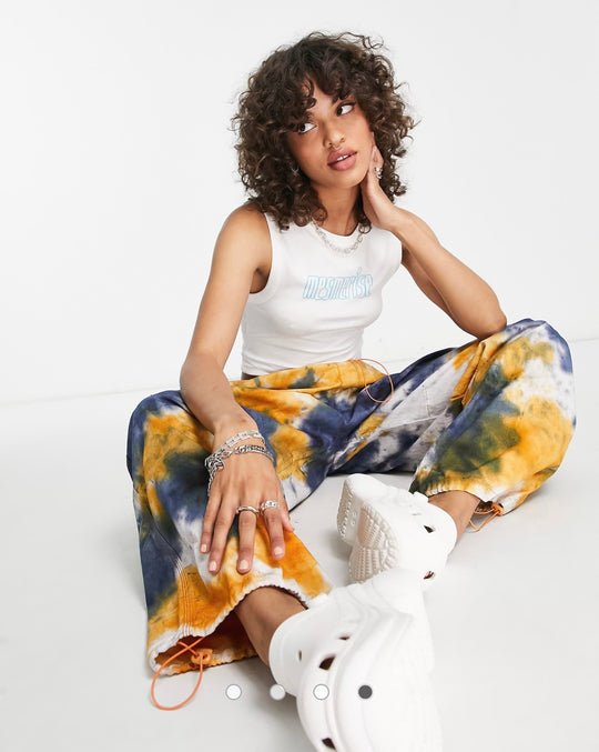 Weekday Bestie cropped tank top with mesmerise logo in white