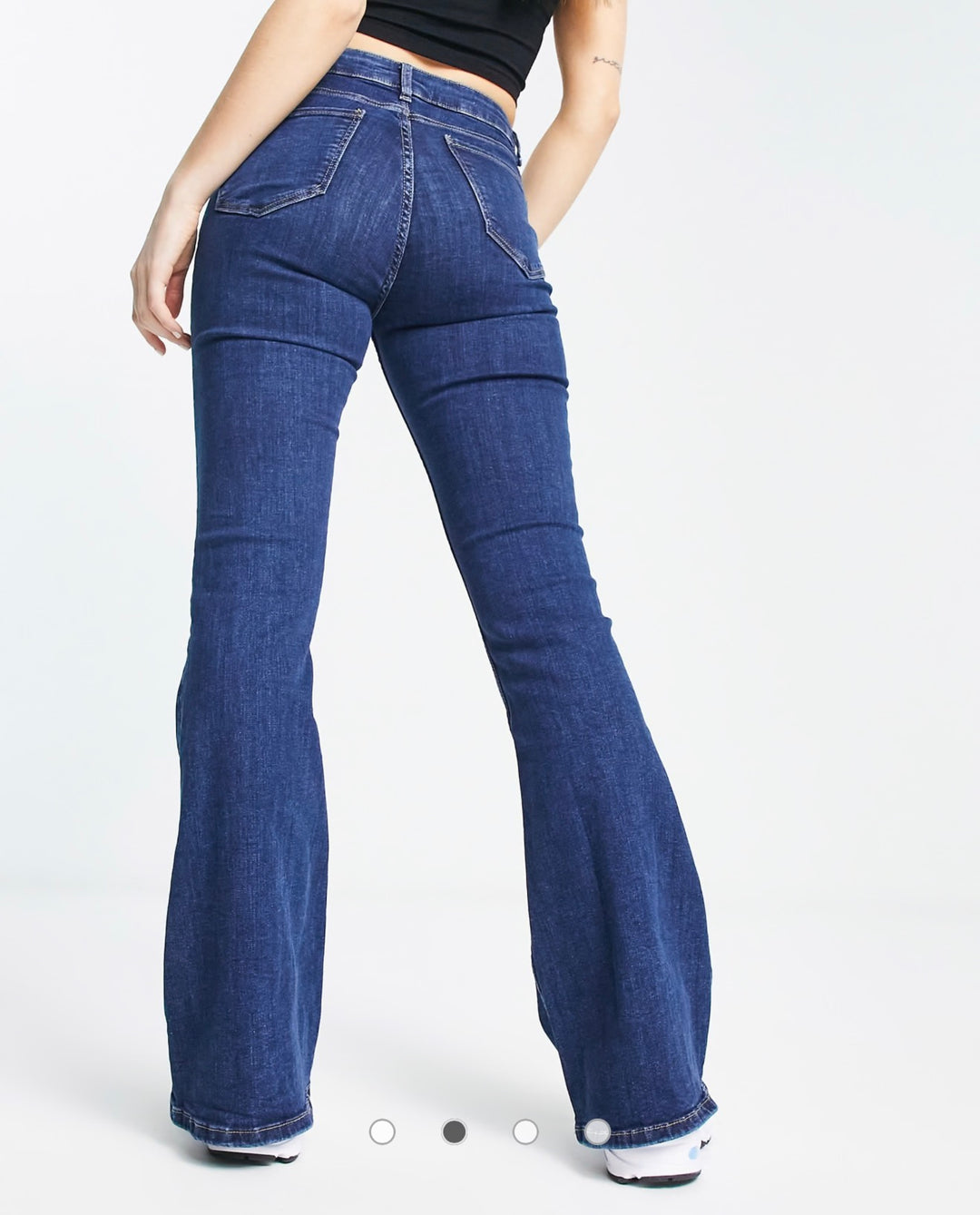 MNG Denim Regular Mid Waist Flared Jeans in Mid Blue
