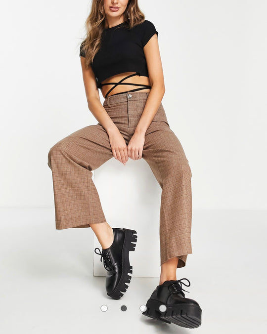 & Other Stories wool trousers in beige check