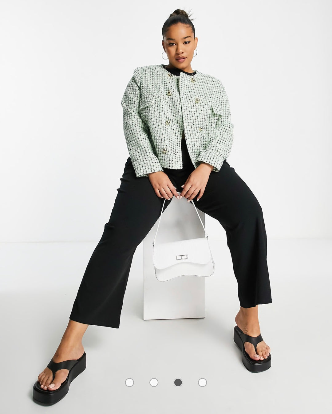 Mango curve woven jacket in green