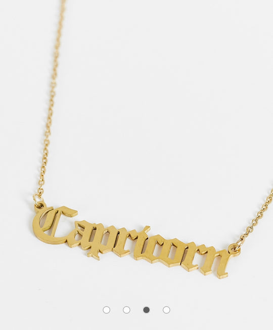 DesignB London Capricorn star sign stainless steel necklace in gold