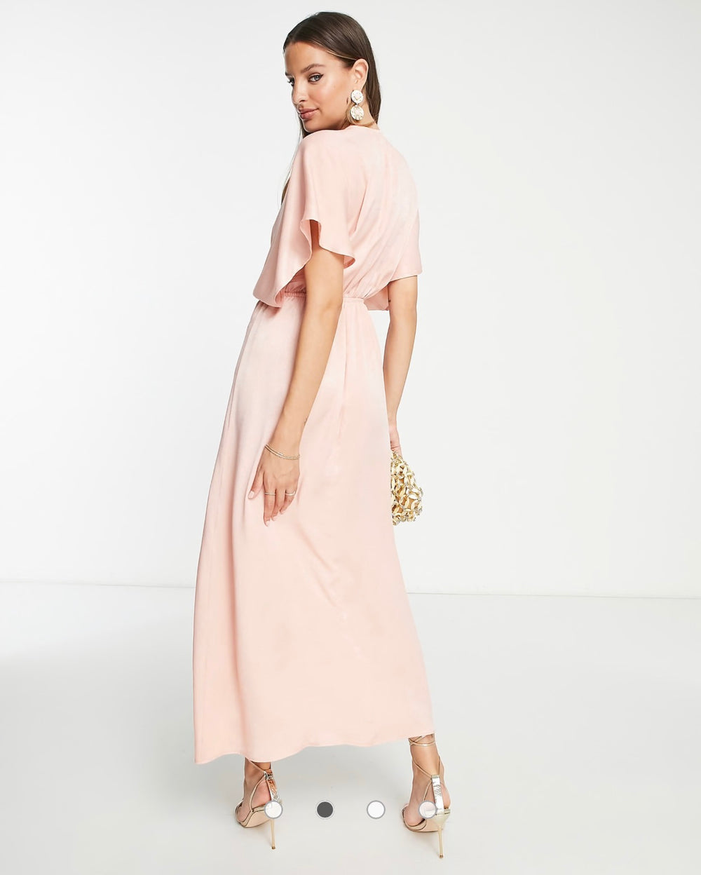 Flounce London Tall kimono sleeve midi dress in light pink