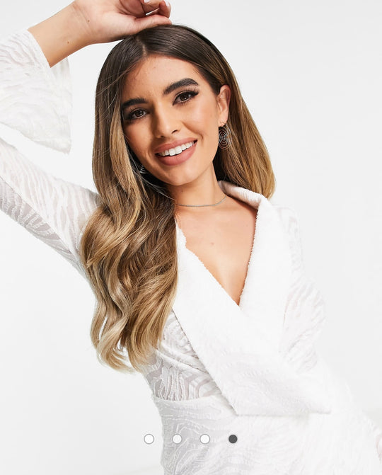 ASOS DESIGN burnout draped wrap tux mini dress in ivory