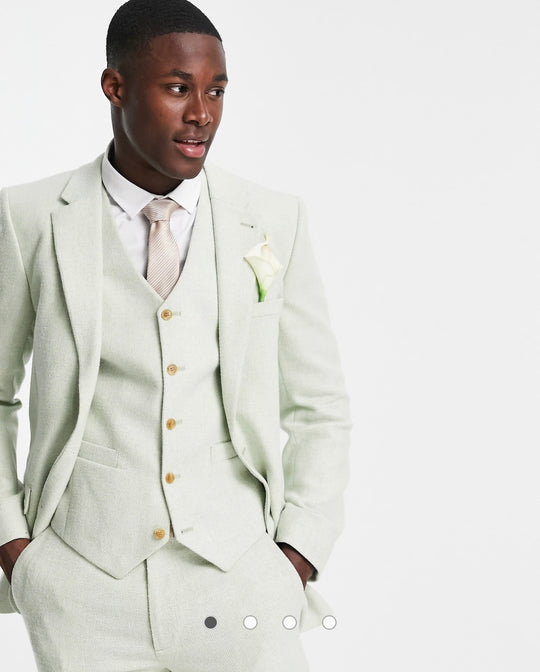 ASOS DESIGN wedding super skinny wool mix suit jacket in pastel green twill
