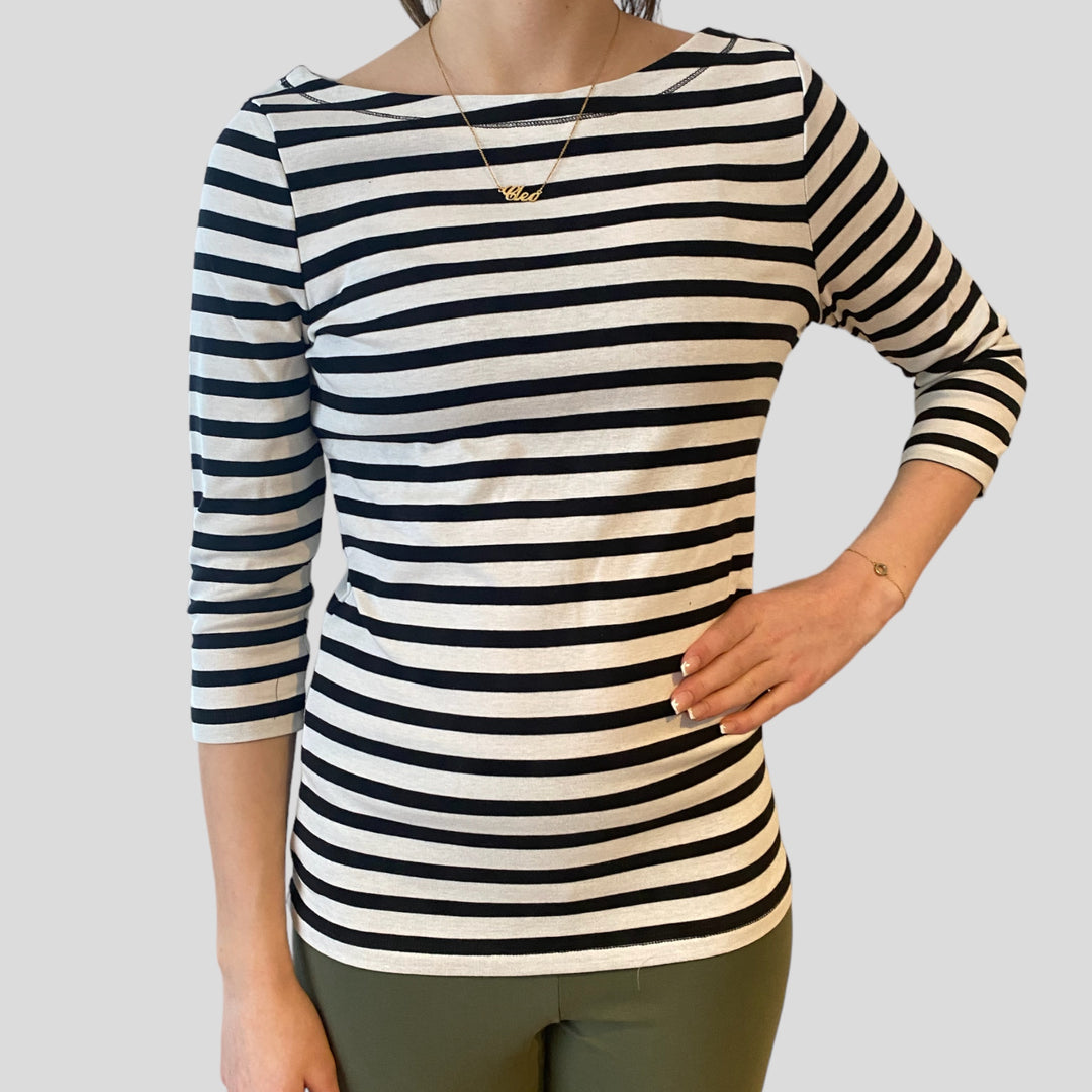 Boat neck striped top 211609 RR 9