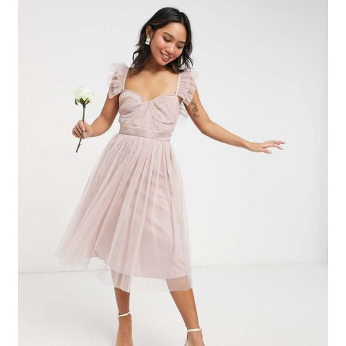 Anaya With Love Petite Bridesmaid tulle frill sleeve in Pink