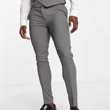 ASOS DESIGN wedding super skinny suit trousers in birdseye texture in tan brown
