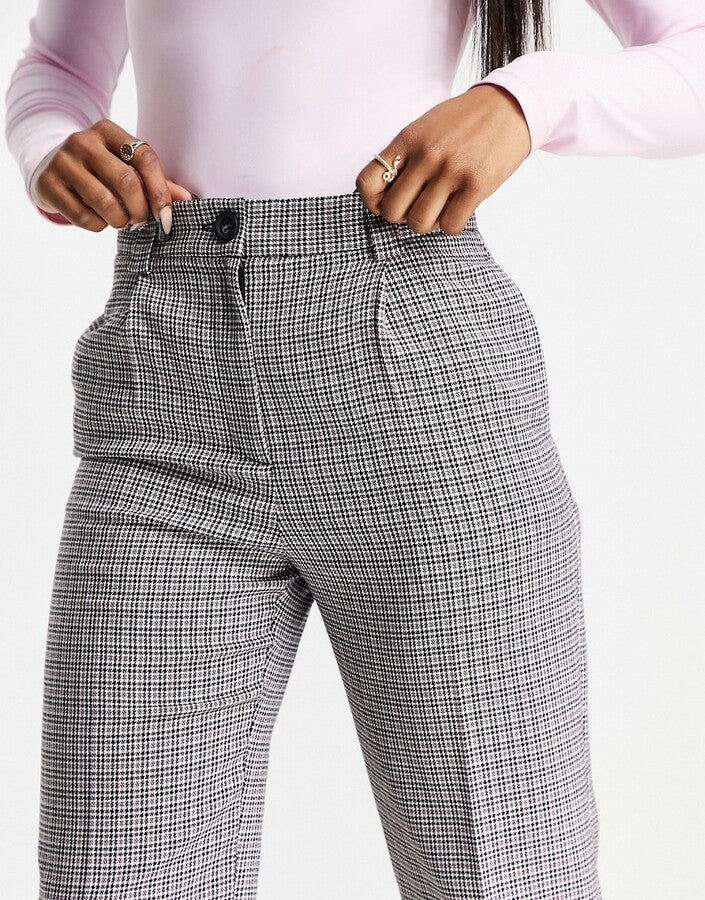 Miss Selfridge check dad trouser in Pink Check