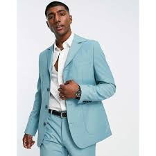 Gianni Feraud single straight breasted jacket in blue turquoise