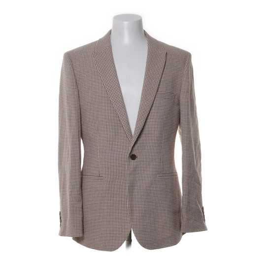 ASOS DESIGN skinny wool mix suit jacket in stone dogtooth