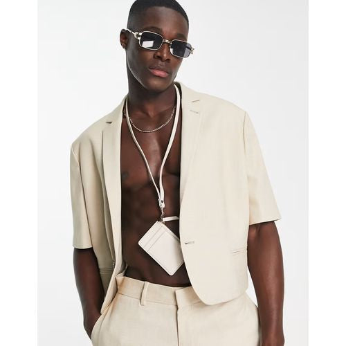 ASOS DESIGN oversized short sleeved suit jacket in ecru