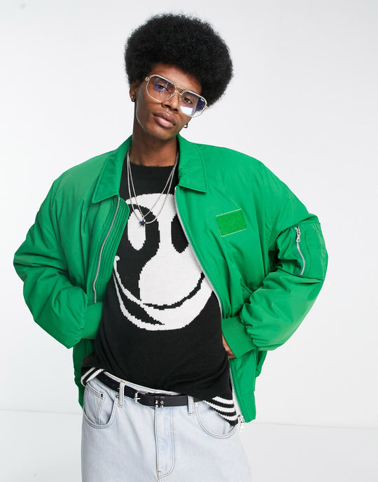 ASOS DESIGN Oversized Green Bomber Jacket