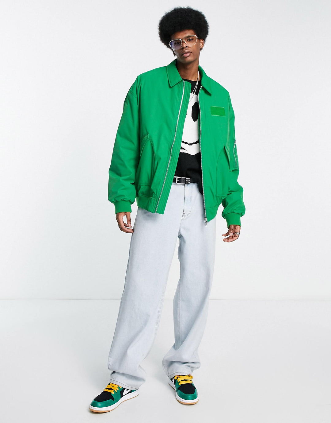 ASOS DESIGN Oversized Green Bomber Jacket