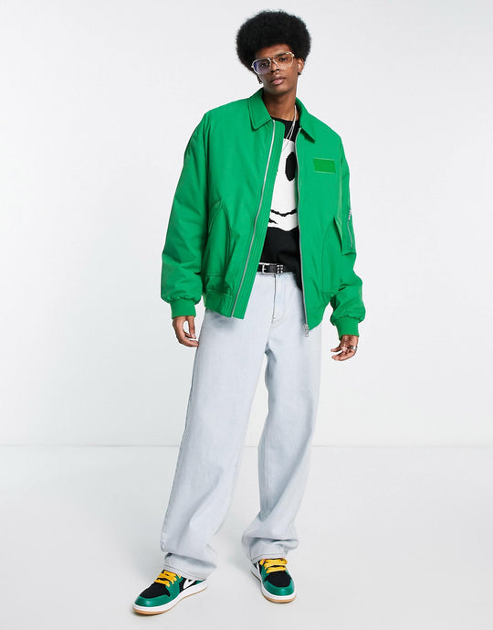 ASOS DESIGN Oversized Green Bomber Jacket