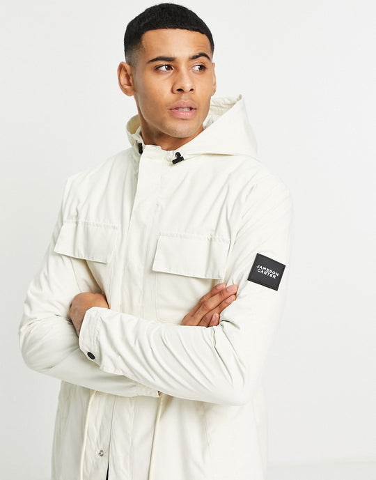 Jameson Carter cream lightweight rain jacket