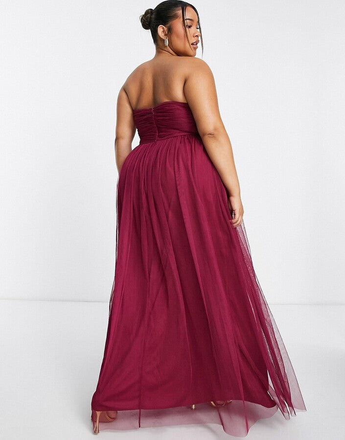 Anaya With Love Plus Bridesmaid sweetheart in Red Plum