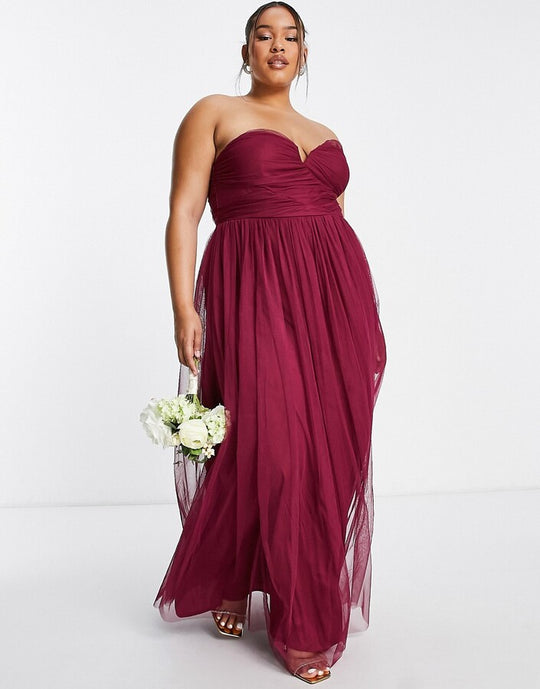 Anaya With Love Plus Bridesmaid sweetheart in Red Plum