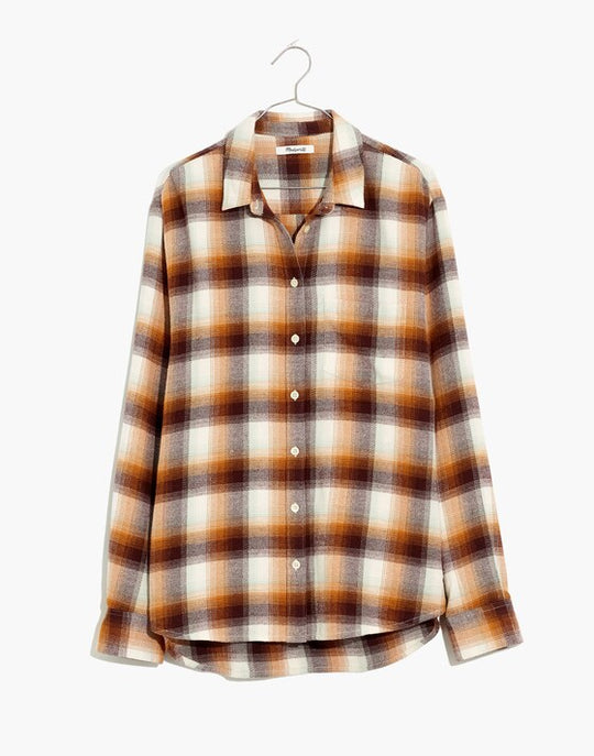 Madewell Flannel Side-Button Oversized Ex-Boyfriend Shirt in Bickett Plaid