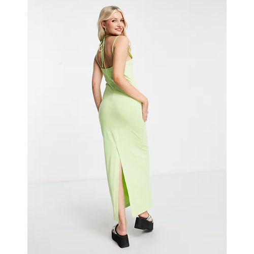 Weekday Nina halter midi dress in lime green