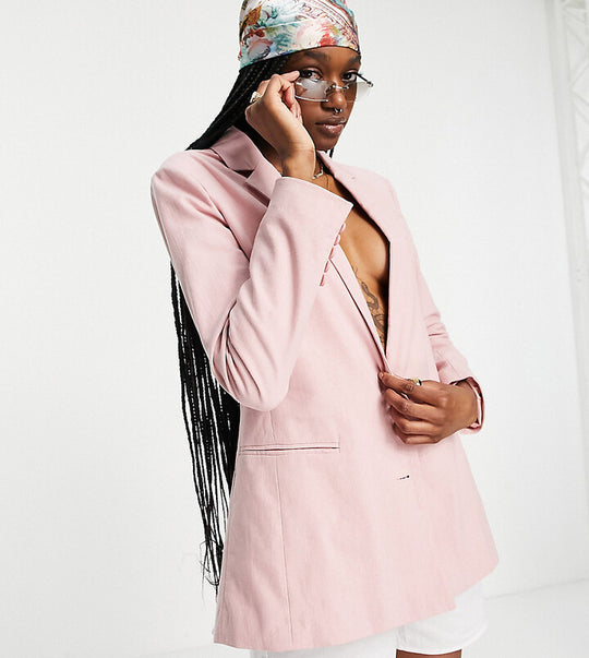 Reclaimed Vintage inspired blazer in pink co ord