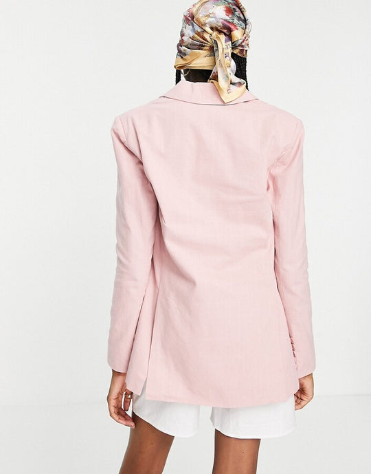 Reclaimed Vintage inspired blazer in pink co ord