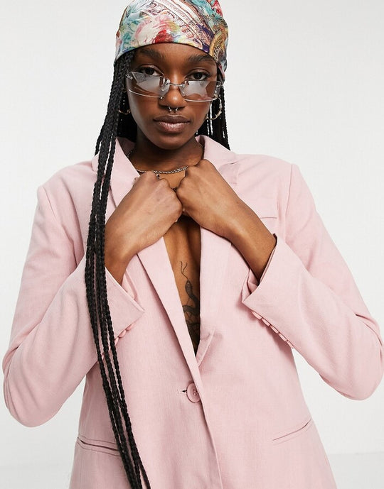 Reclaimed Vintage inspired blazer in pink co ord