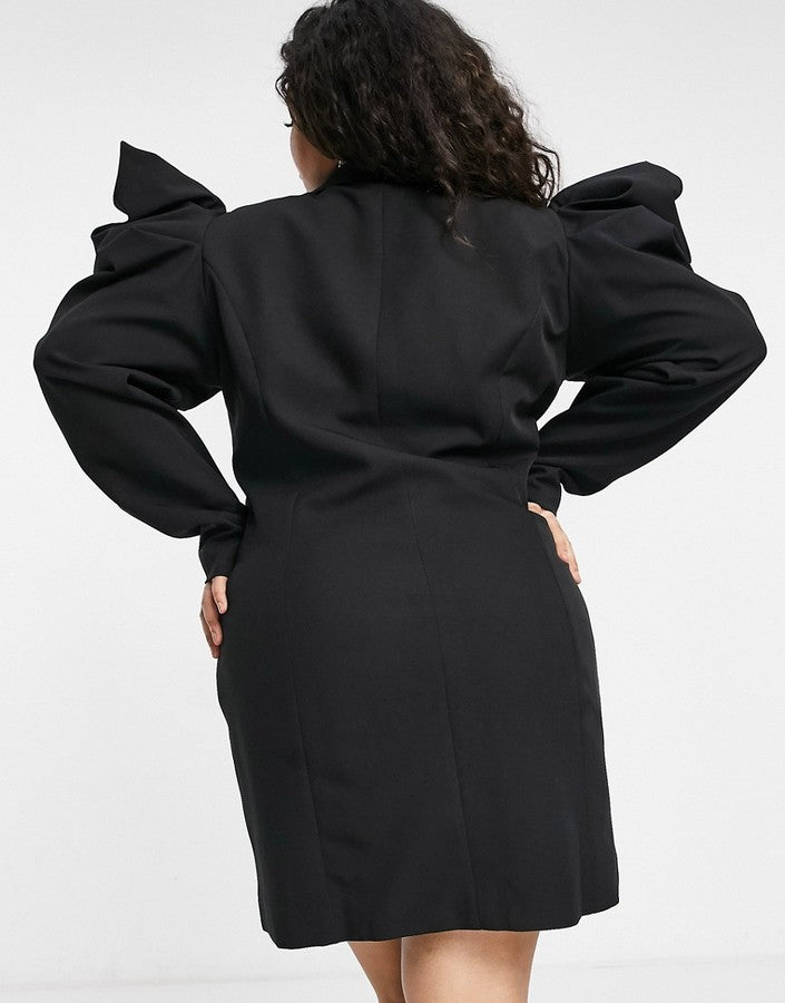 Saint Genies Plus extreme shoulder blazer dress in black