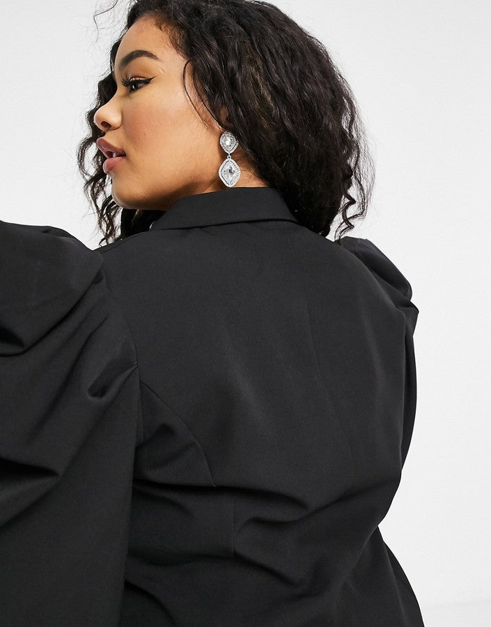 Saint Genies Plus extreme shoulder blazer dress in black